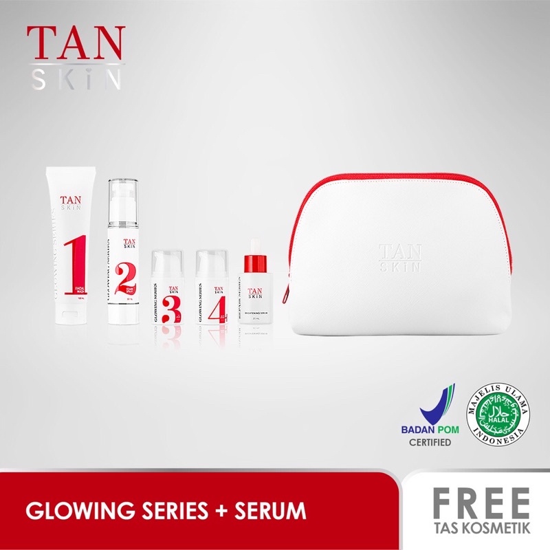 TAN SKIN Glowing Series + Whitening Serum (FREE Pouch cantik TAN SKIN)
