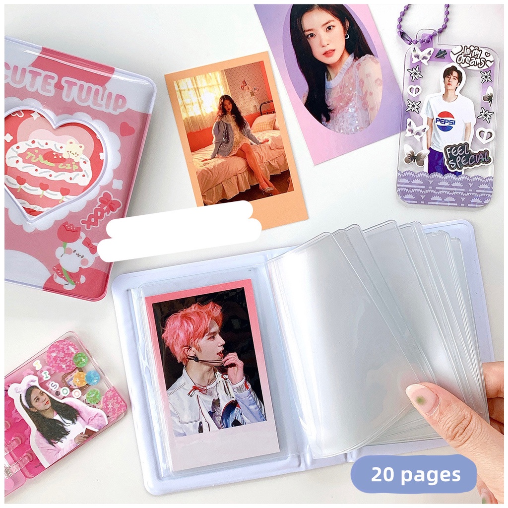 【Ready Stock】3 Inch Album Foto Kue Krim 2R Pemegang Kartu 40 Slot untuk Kartu Lomo Pas Foto Koleksi Penyimpanan Buku