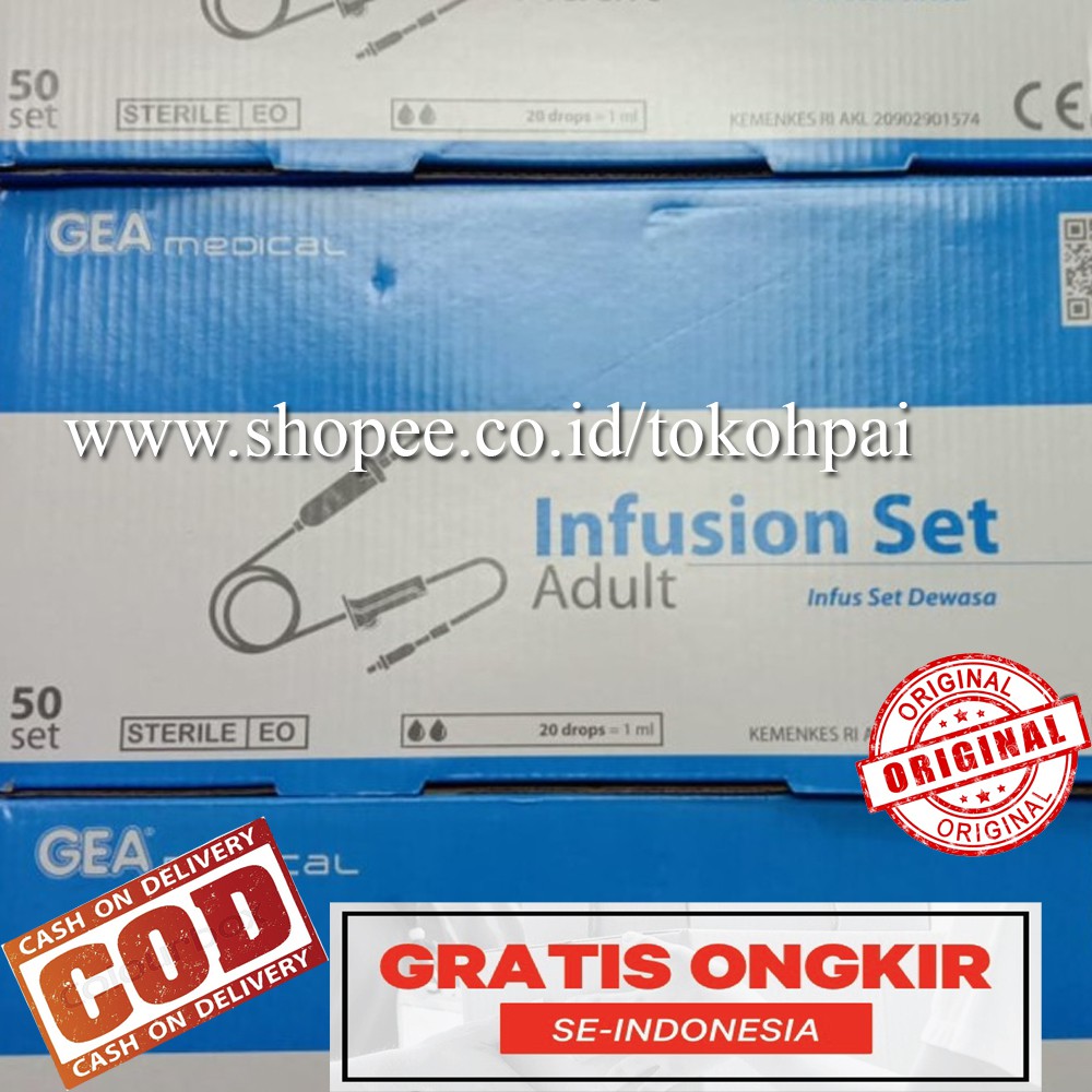 Infusion Set Gea Adult (dewasa ) isi 50pcs / Selang Infus Gea Dewasa