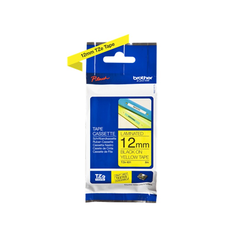 Brother TZE-631 Laminated Label Tape 12mm Black On Yellow TZE631