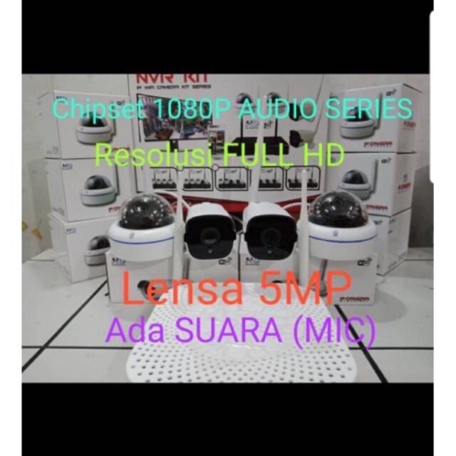 NVR Kit Wireless 8 Channel 4 Camera 5MP Full HD Include Audio Mic CCTV