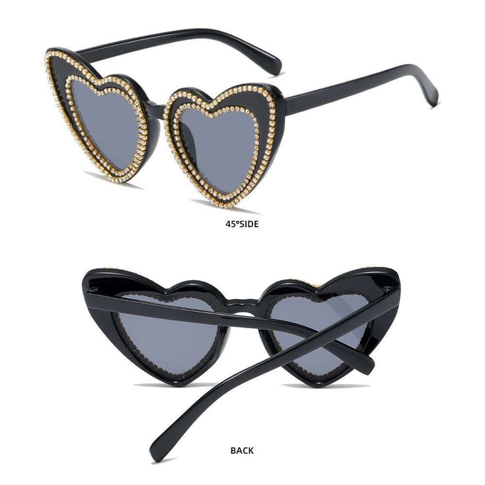 Lily Heart Sunglasses Retro Shining Love Heart Ladies Eyewear Kacamata Hitam Untuk Wanita