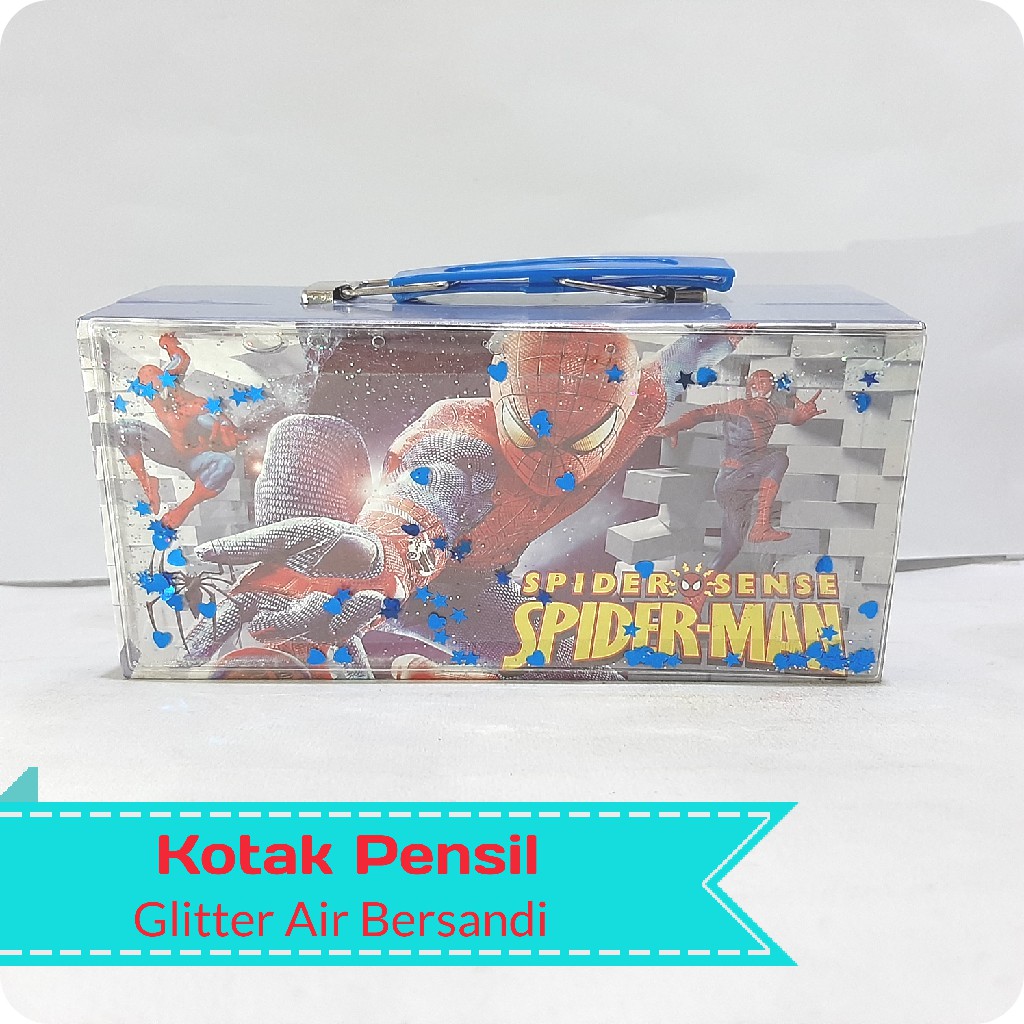 Kotak Pensil Air Glitter Kode Sandi 3 Tingkat-Spider-Man