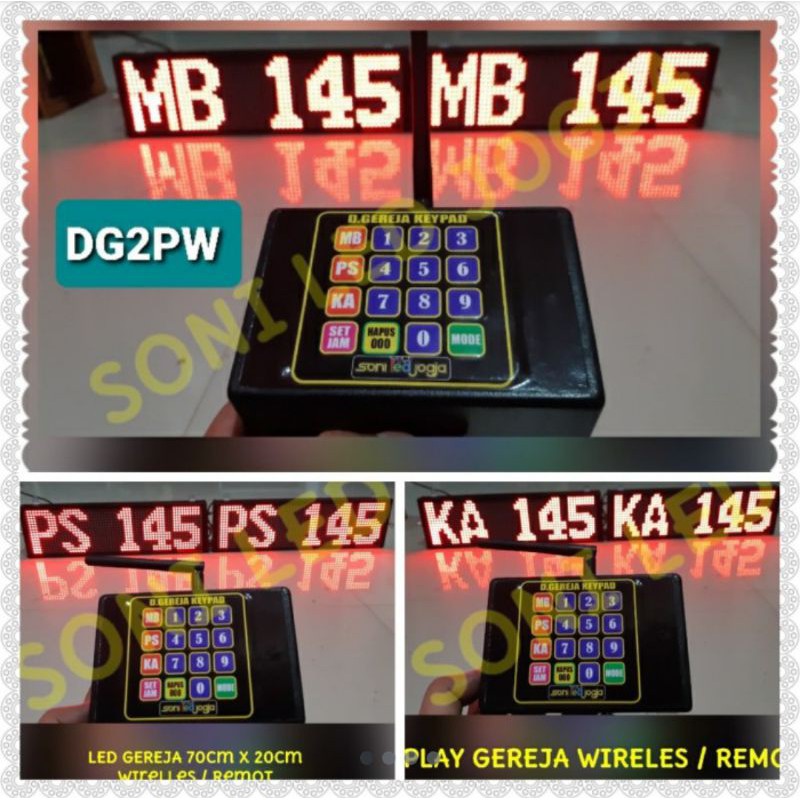 1 set /Sepasang Display Led Digital GEREJA (2 display  Led Penampil, 1 kontrol Wireles)