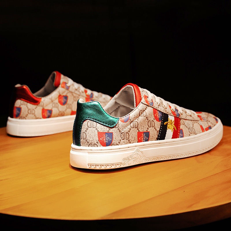 GUCCI men's shoes little bee board shoes men's fashion Korean versatile Medusa print