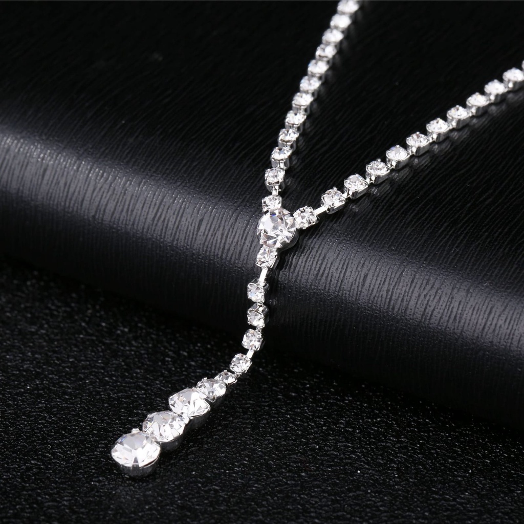 DIAMANTE SET PERHIASAN PESTA PENGANTIN KALUNG ANTING  WANITA KOREA IMPOR XUPING DIAMOND FASHION