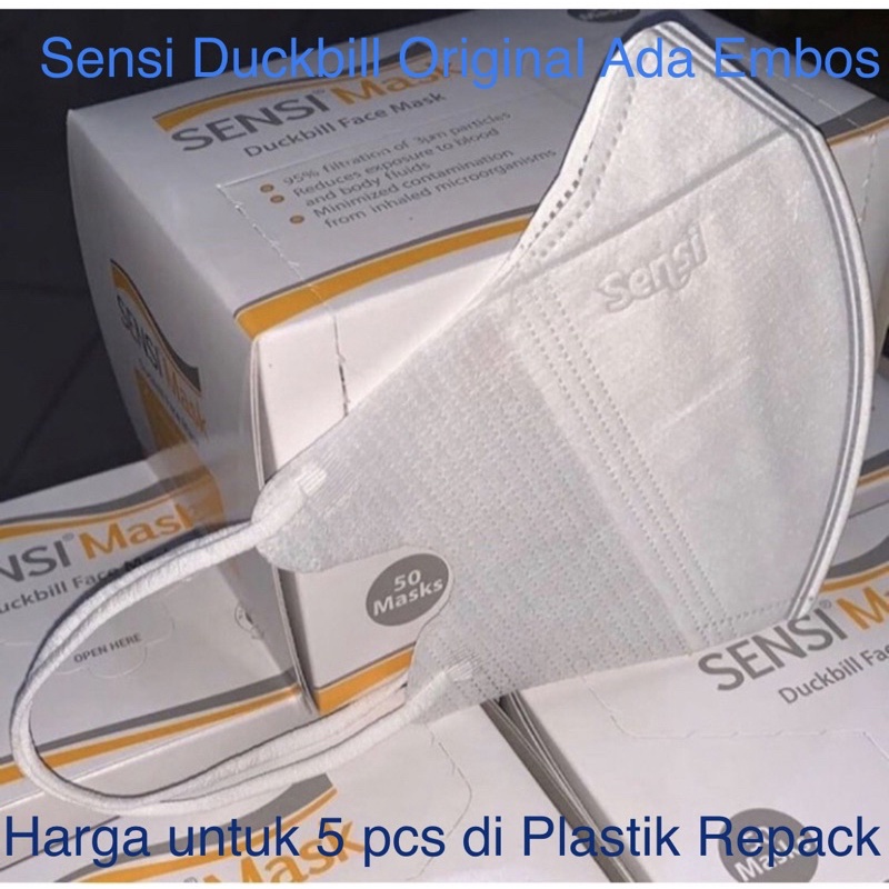 Masker Sensi Duckbill isi 5 pcs Repack Ada Embos