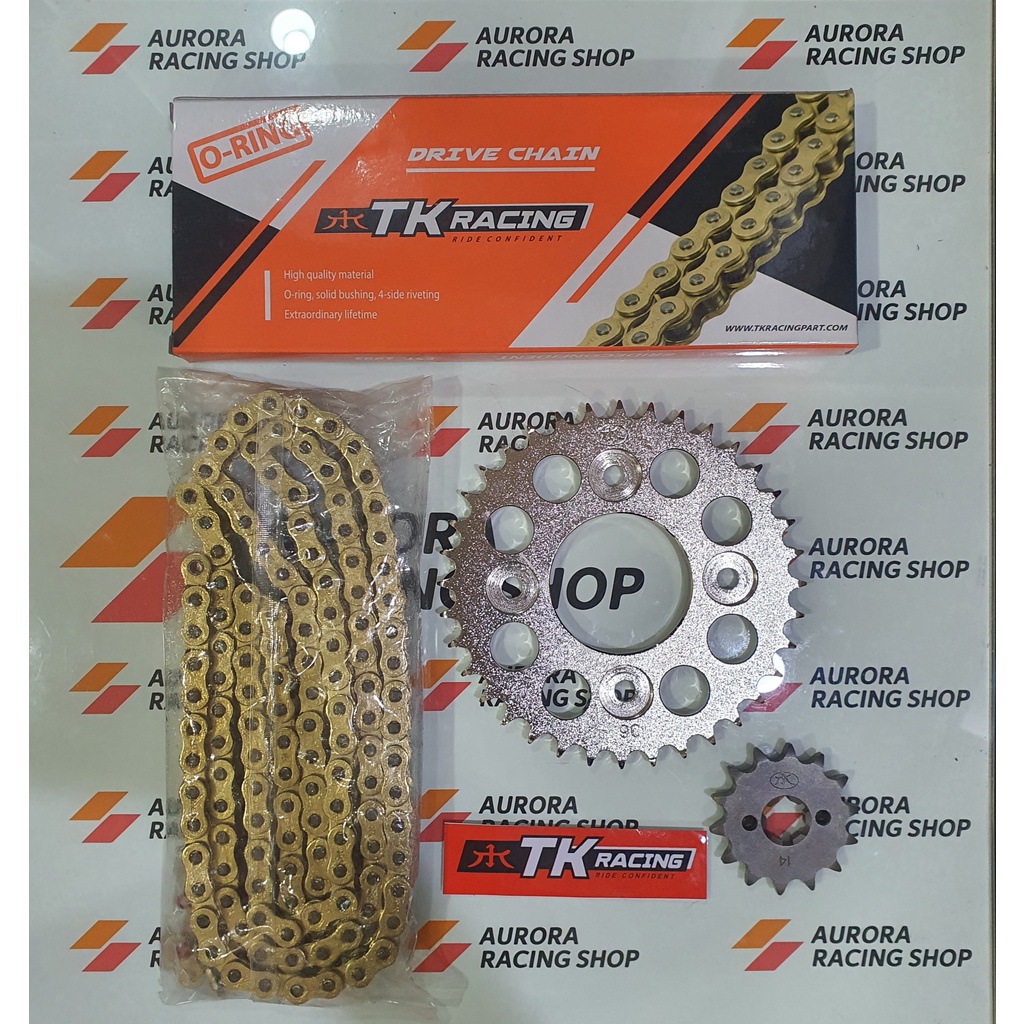 GEAR SET TK 428 SUPRA X 125 / BLADE / REVO / FIT NEW / KHARISMA & RANTAI TK O RING 428 HPO GOLD