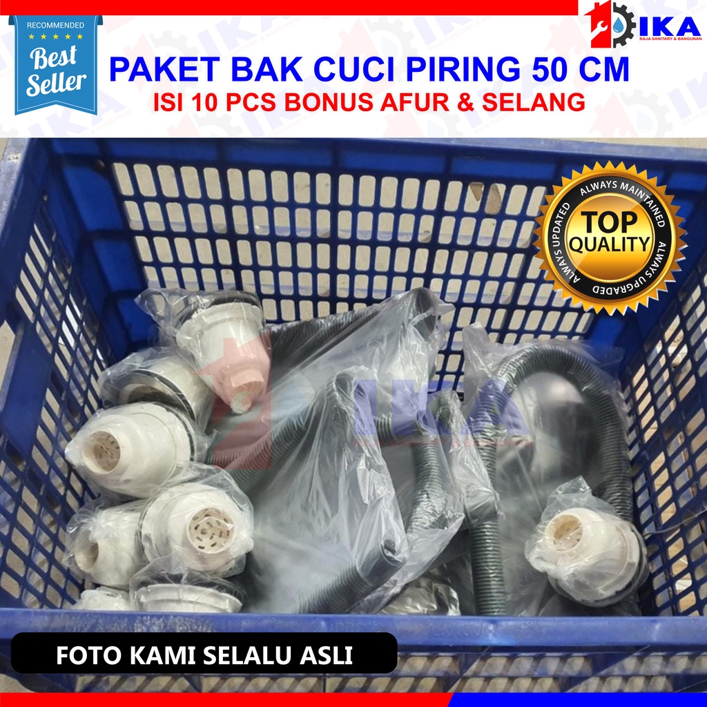 GROSIR 10 PCS - BAK / WASTAFEL CUCI PIRING STAINLESS STEEL 50 X 40 CM TNP SAYAP BONUS AFUR + SELANG HARGA AGEN