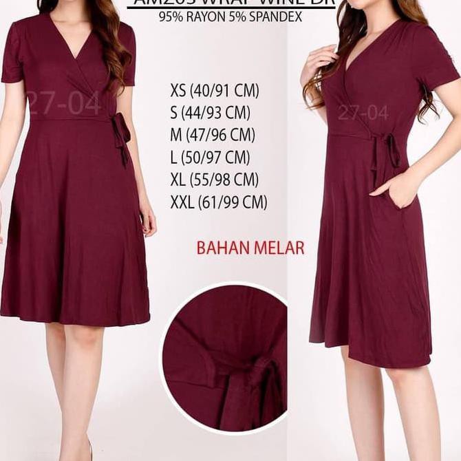 Termurah Dress Branded Wanita - Amazon Essential 03 Wrap Wine Dr