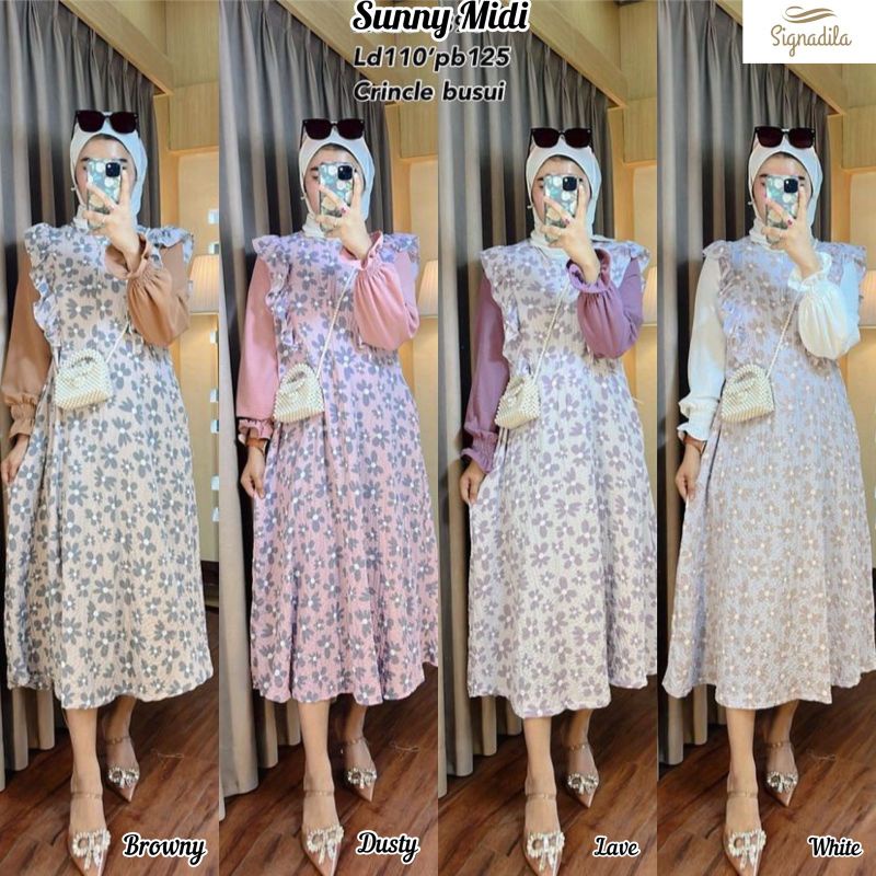 SUNNY MIDI / DRESS WANITA MIDI CRINKLE BUSUI