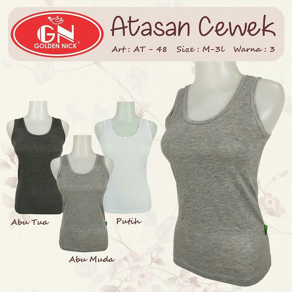 Singlet Wanita Golden Nick AT 48 AM AT48 Polos Tali Besar | Kaos Dalam Cewek Dewasa |jx