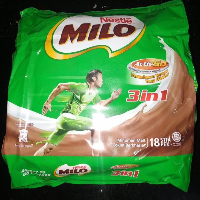

[[BISA COD]] Nestle Milo 3 in 1 Activ-Go 18 Stik Pek / Milo Stick Malaysia / Milo BOOM SALE Kode 432