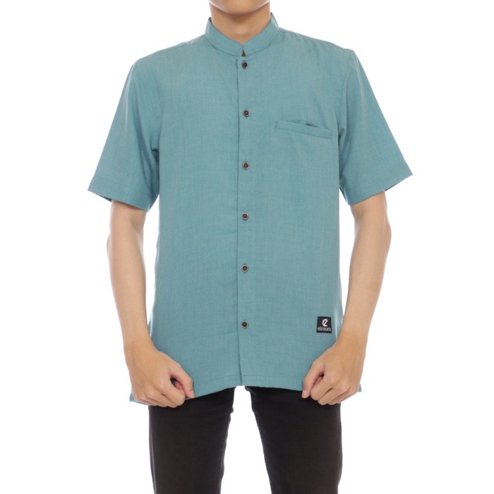 BAJU MUSLIM Kemko Kemeja Lengan Pendek Pria Dewasa Supernova Simple Elzaura Hijau Tosca M J0K5 Terla