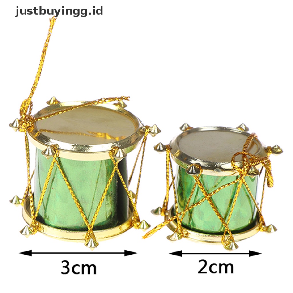 12 Pcs Ornamen Drum Mini Warna-Warni Untuk Dekorasi Pohon Natal