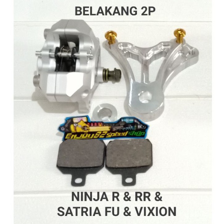 Paket Kaliper Belakang 2P / 2 Piston Plus Baut Breket Ninja R &amp; RR &amp; Satria Fu &amp; Vixion New