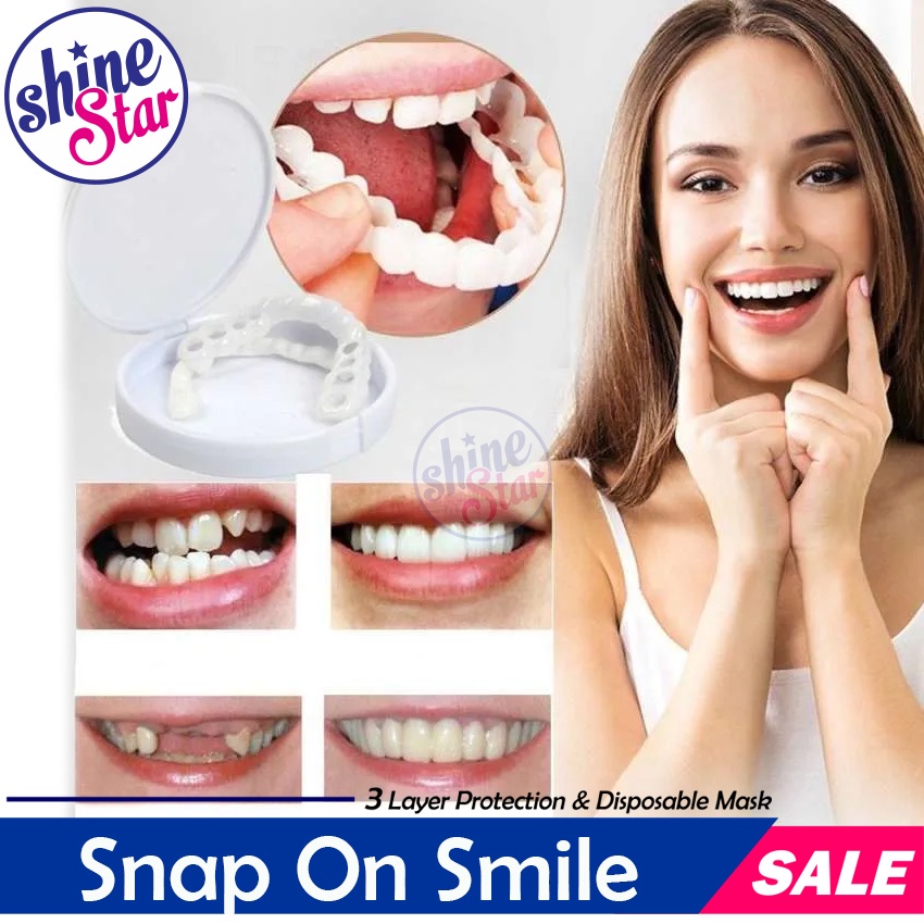 [ BAYAR TEMPAT ] Original 100% Snap On SMILE Sepasang Gigi Palsu Atas Bawah Cabut Pasang