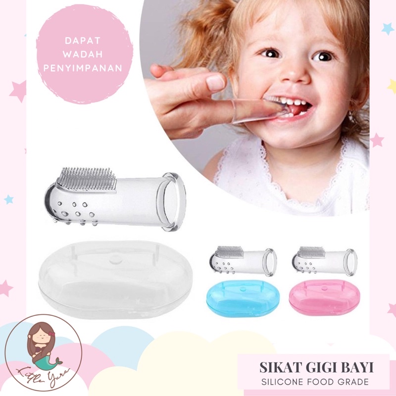 Little Yura - Sikat Gigi Bayi Silicon (FREE wadah simpan) / Sikat Gigi Jari Silicone