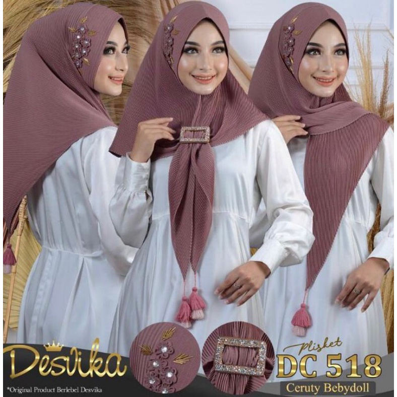 Hijab Instant Plisket Free Gesper DC 518 Original Desvika