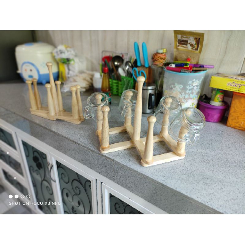 Rak Gelas Kayu / Tempat Gelas Kayu / Rak Gelas Cangkir / Mug Holder Kayu