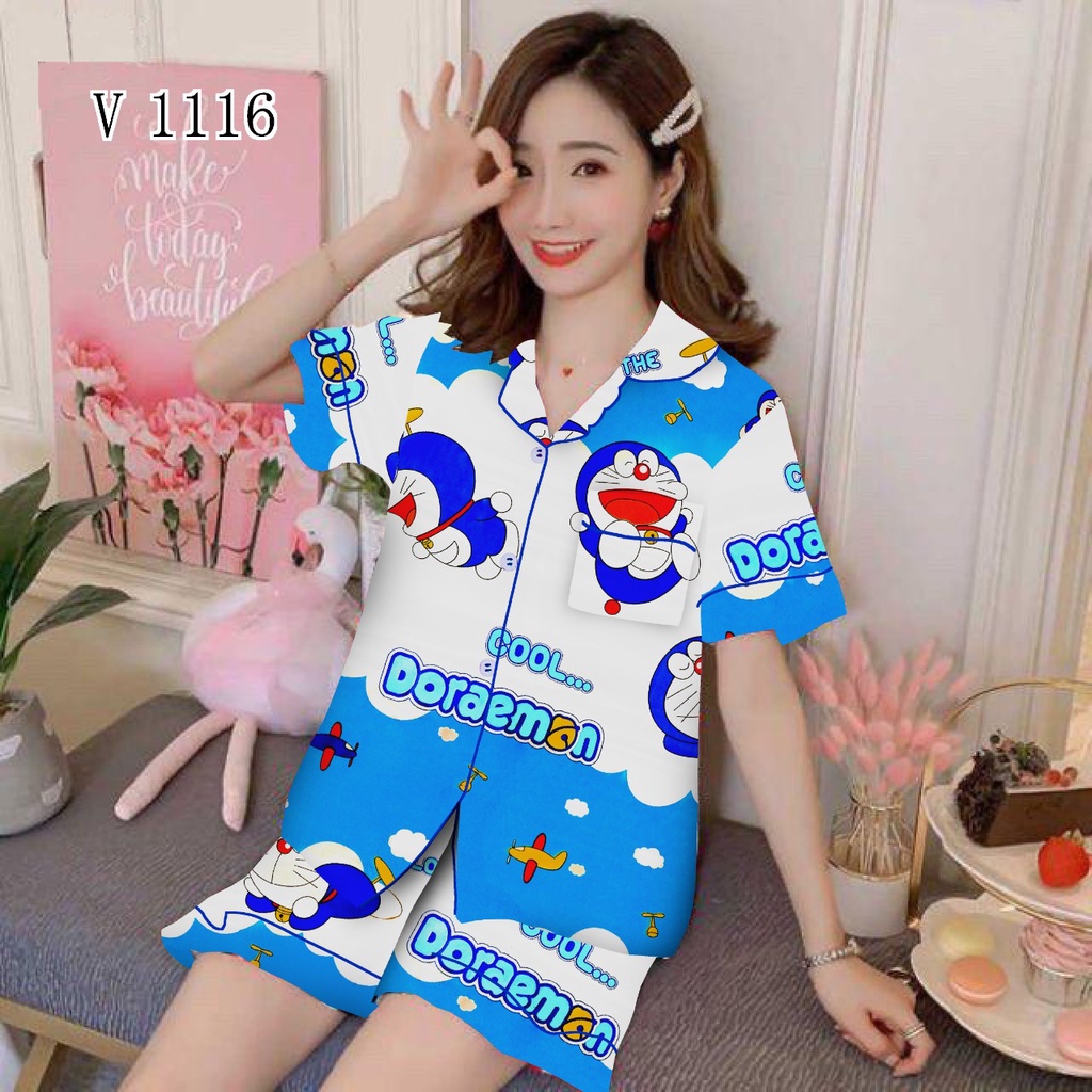 PIYAMA WANITA HP MOTIF KARAKTER / BAJU TIDUR WANITA HOTPANTS KATUN MOTIF KARAKTER PART 1