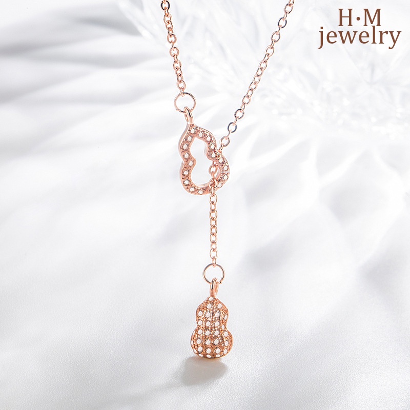 Kalung Rantai Sterling Silver 925 Dengan Liontin Labu Warna Rose Gold Untuk Wanita