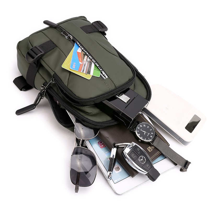 Tas Selempang Pria Keren Multifungsi Waistbag Anti Air USB Charge Fashion Slempang - FAS-203