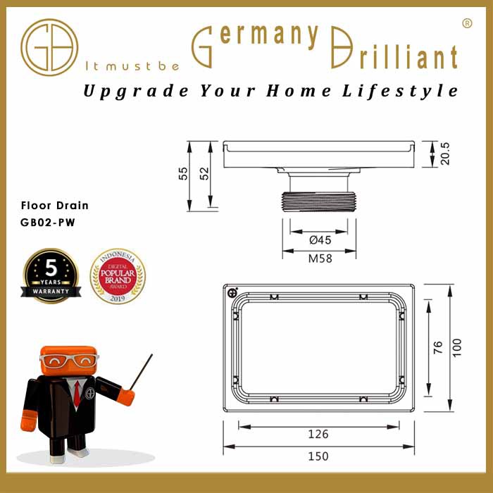 Germany Brilliant Smart Floor Drain GB02-PW