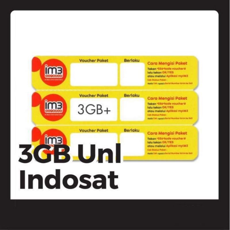 Voucher Data Internet Indosat Unlimited+ (3GB&7GB) - (10GB&15GB) 24jam / 30hari   (25)
