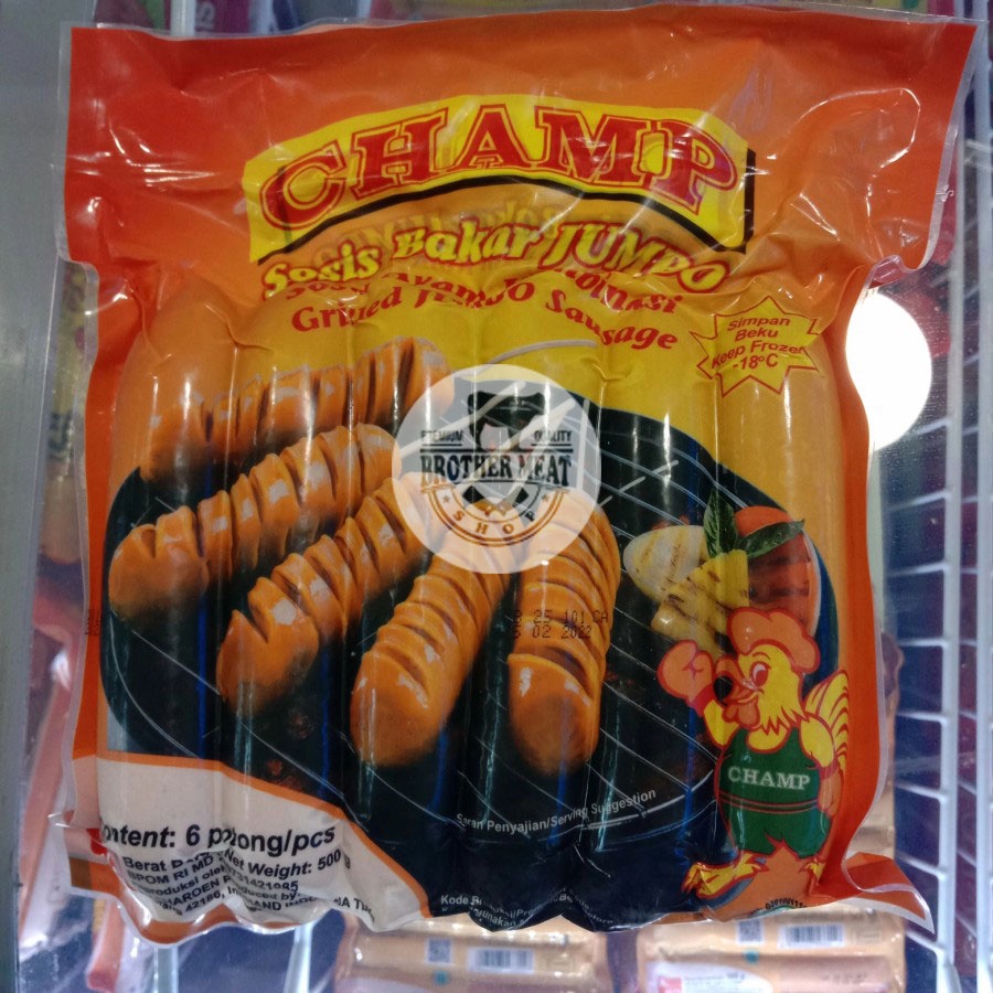 Champ Sausage Jumbo Bakar 500gr, Sosis Bakar Jumbo Halal