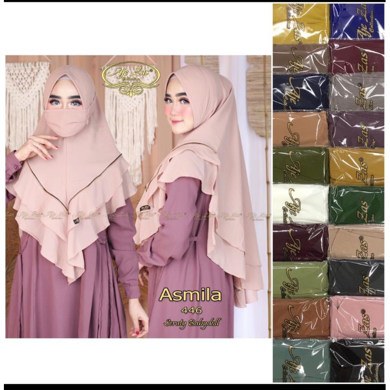 Khimar Asmila Ceruty Babydoll ORIGINAL Ajezas