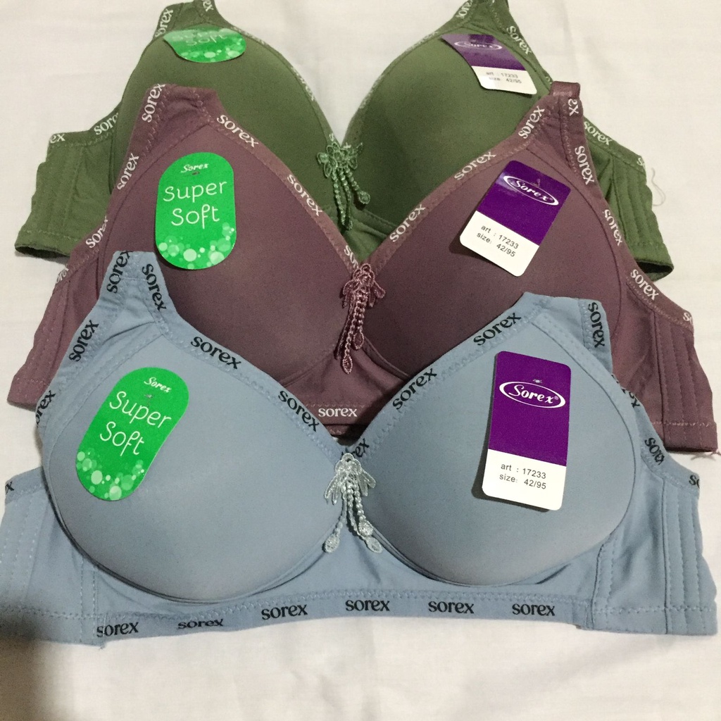 BH SOREX 17233 WANITA BUSA TIPIS TANPA KAWAT KAIT 3 BAHAN HALUS DUAPUTRISHOP4