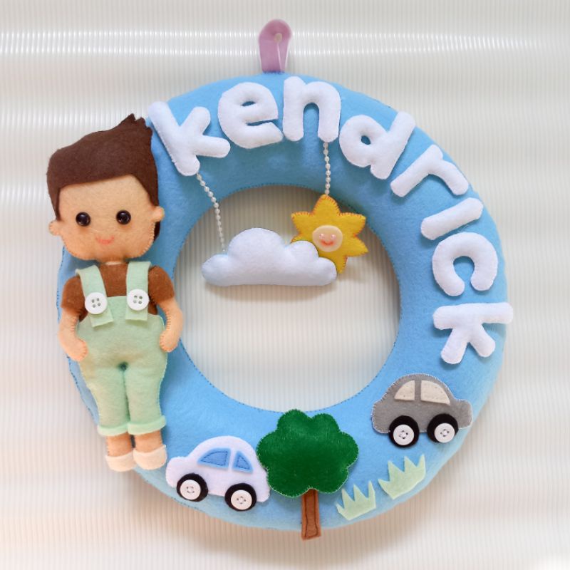 HAMPERS GIFT BOX Hanging door hiasan pintu hiasan dinding kado bayi kado anak nama flanel