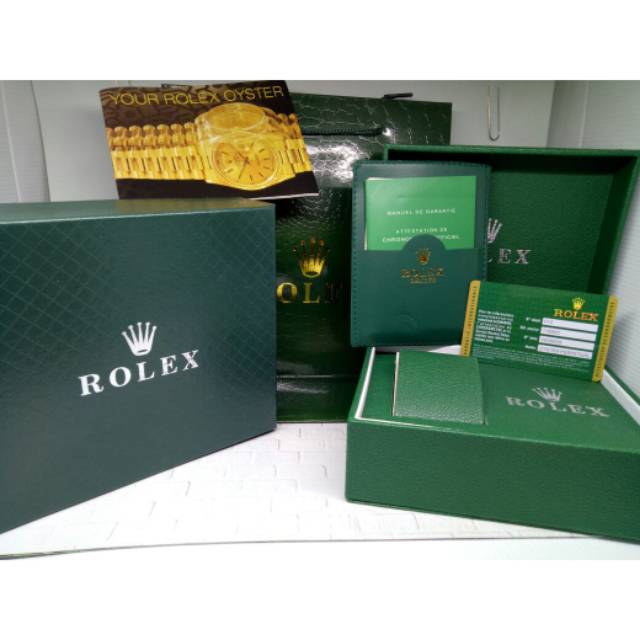 Box ori Rolex Hijau tua bahan kulit