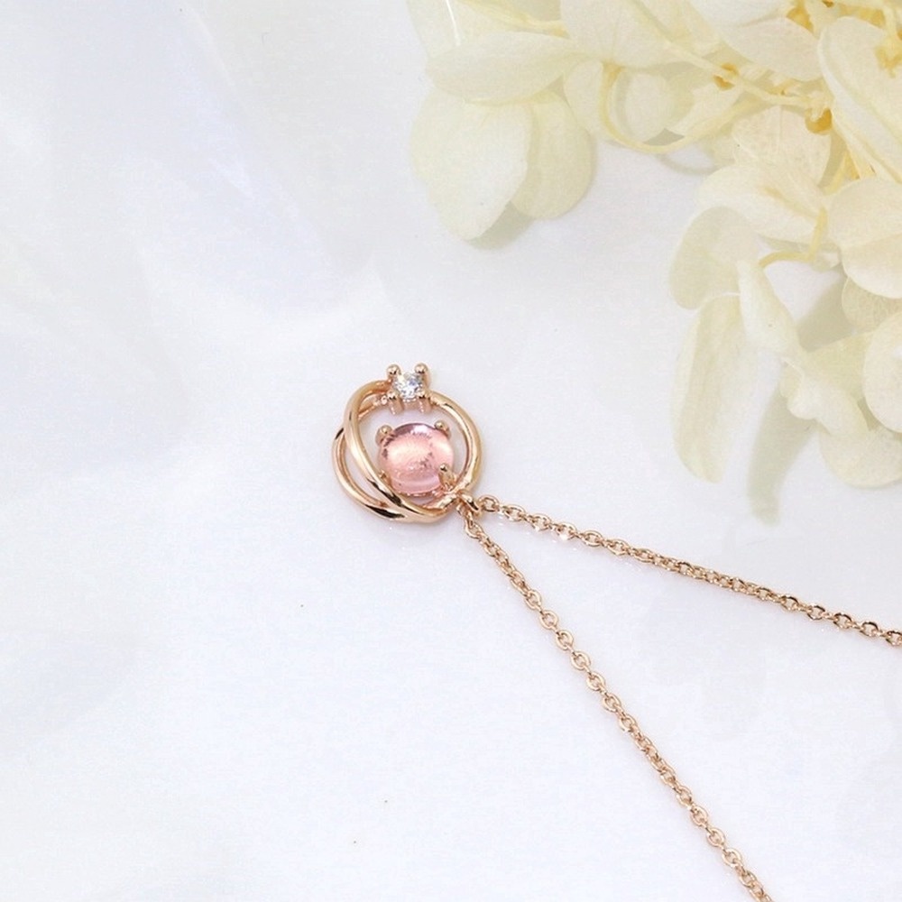 Pink Star Necklaces Pink Crystal Planet Pendant Necklace Women Simple Cute Jewelry Gifts