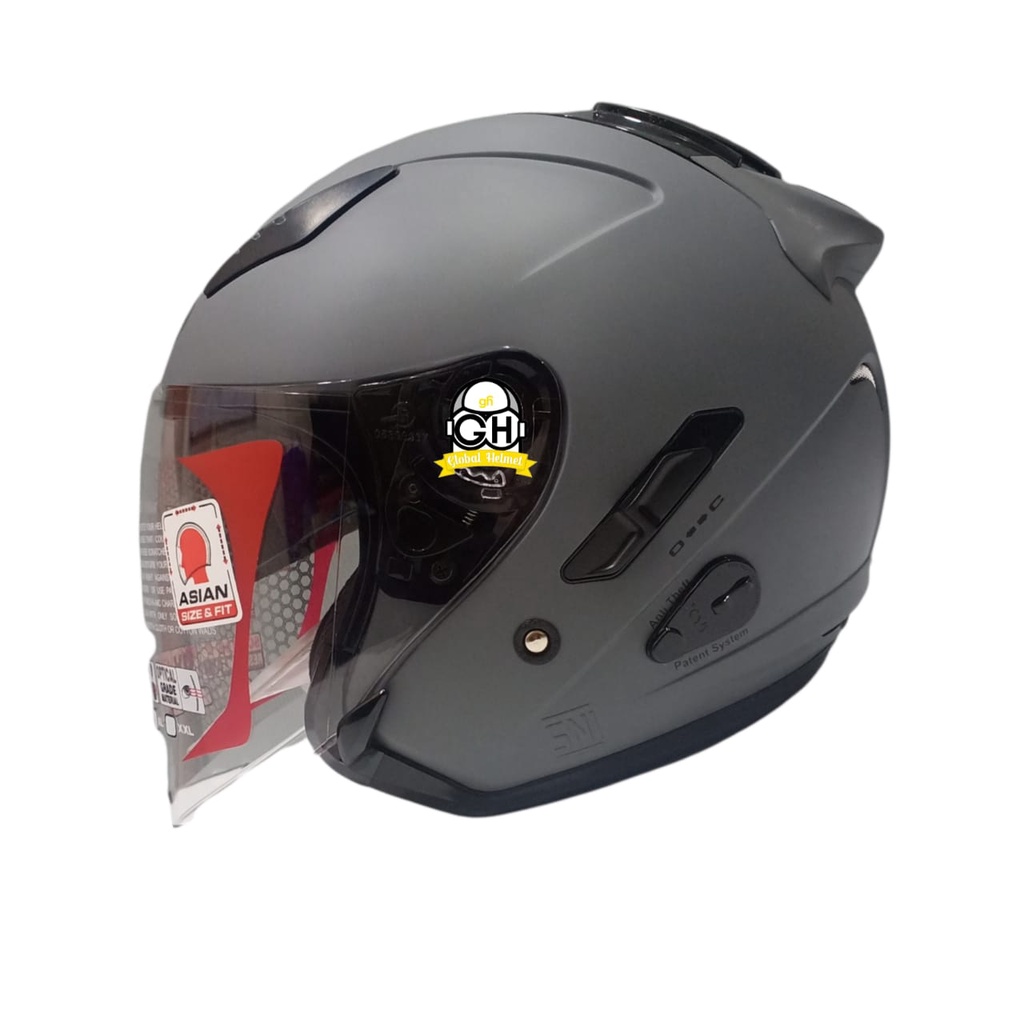 HELM GALAXY FLAT R SOLID MATT GORILLA GREY DOUBLE VISOR HALF FACE