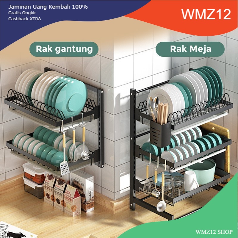 Starlight Rak Bumbu Dapur Rak Piring Gantung Wastafel Tempel Dinding Stainless Steel HRM112