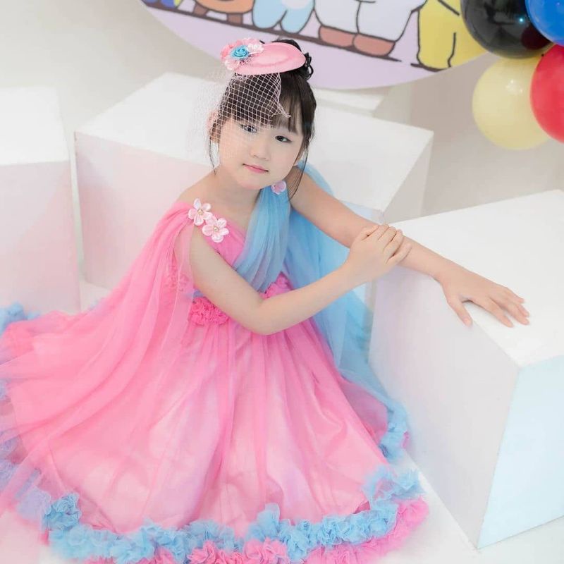 (DK) GAUN PRINCESS/GAUN ANAK/DRESS PESTA ANAK/GAUN ANAK MEWAH/DRESS BRIDESMAID ANAK. LV