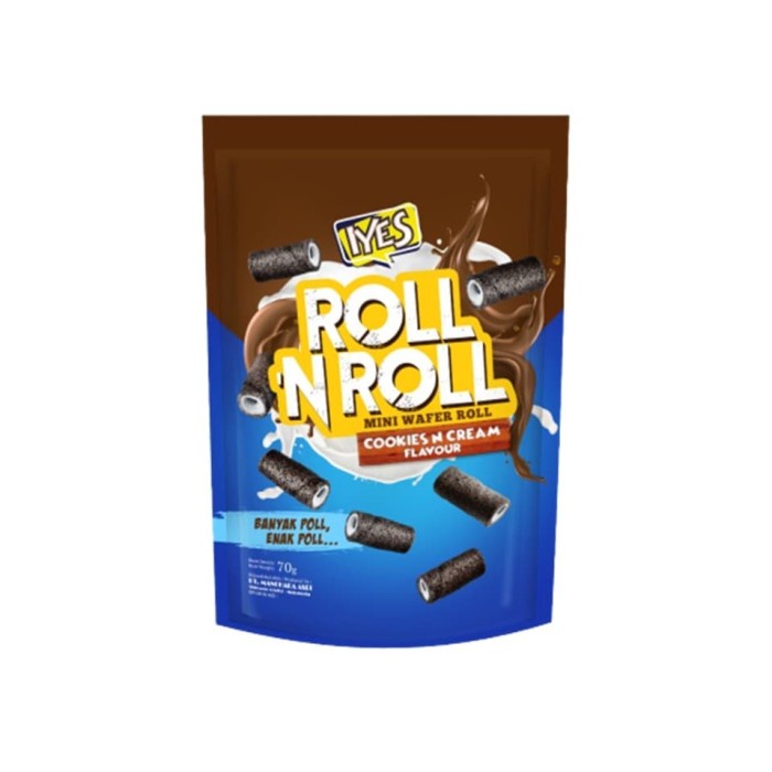 

Wafer-Biskuit- Iyes Roll N Roll Cookies & Cream 40 Gram -Biskuit-Wafer.