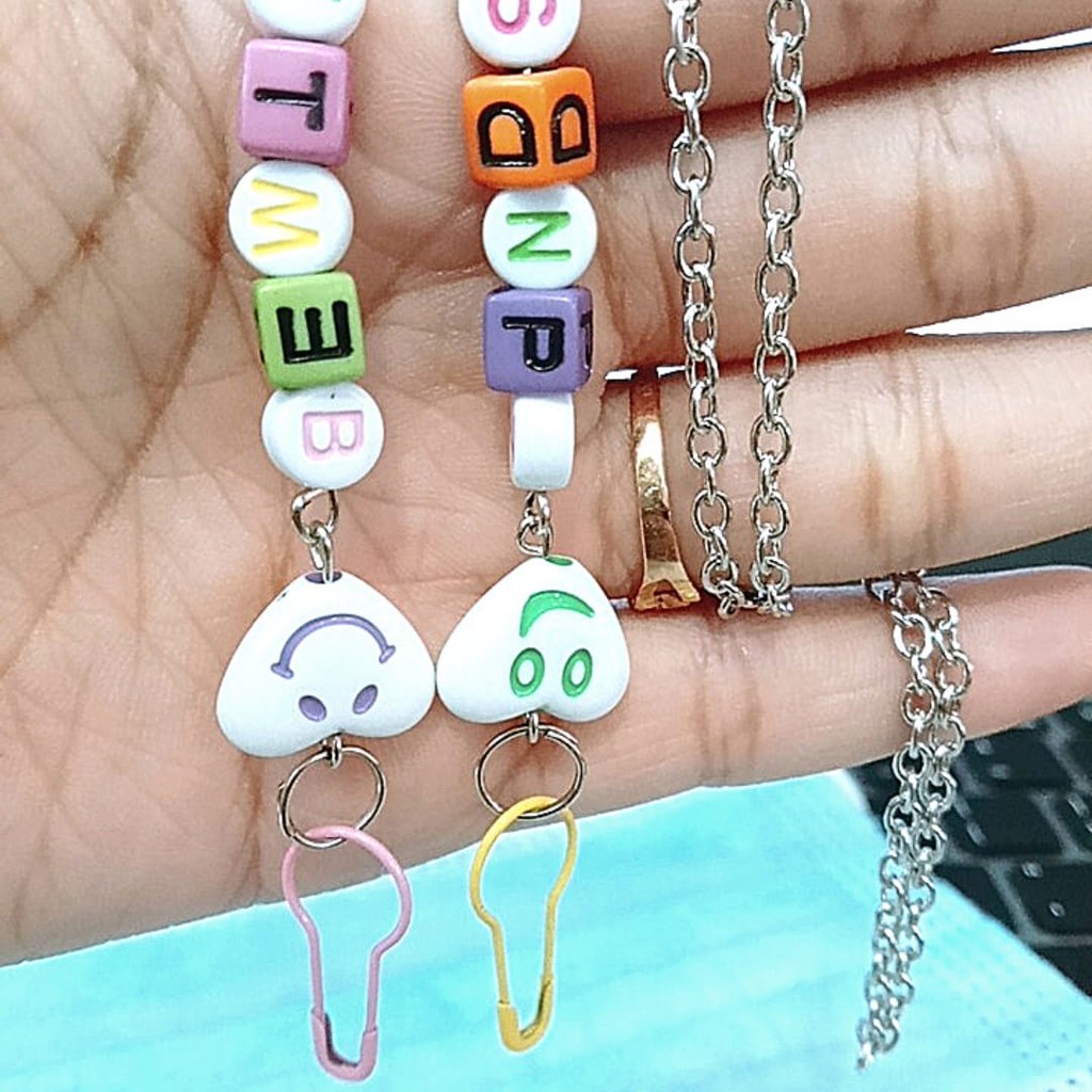 Mask Chain Neck Strap Kalung masker Rantai Manik LOVE Emoji Kalung masker Hijab Strap mask korea