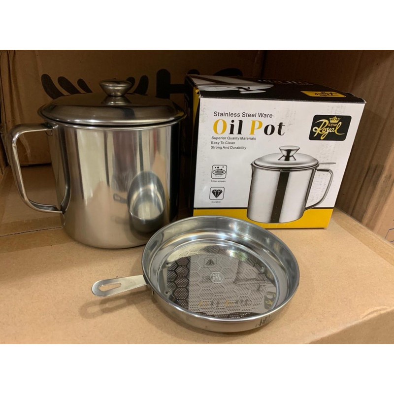 &lt; M.A &gt; Oil Filter Pot Wadah Penyaring Minyak Stainless / Tempat Penyaringan Minyak Goreng / Saringan Masak 1200 ML