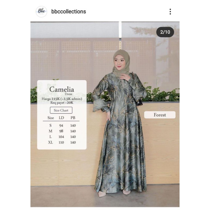 Camelia Dress BBC collections NON Payet warna Forest