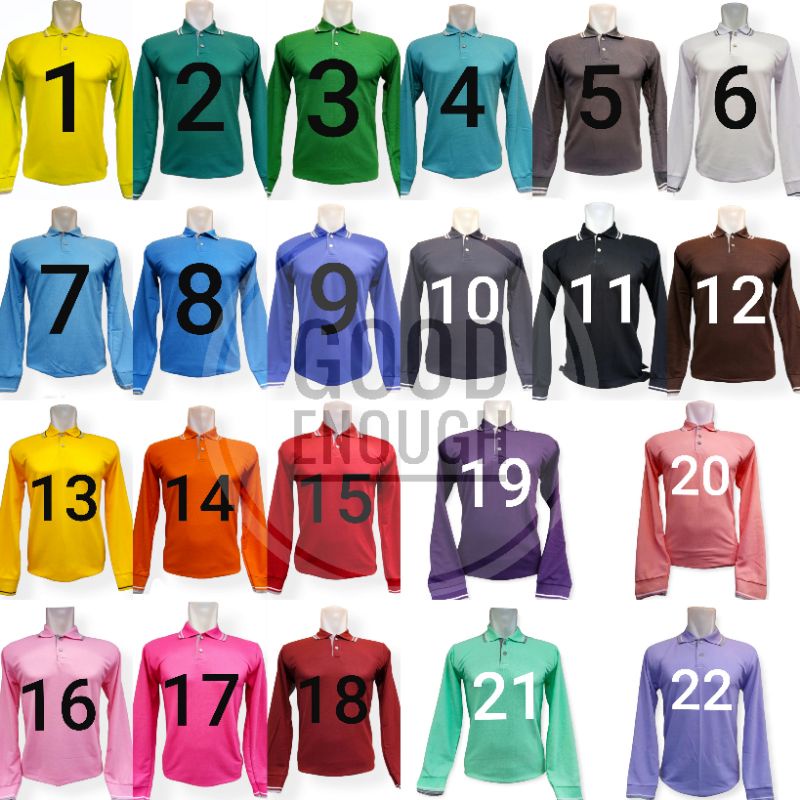 Kaos Kerah Polo Shirt Lis Lengan Panjang Untuk Cewe Cowo Seragam Partai
