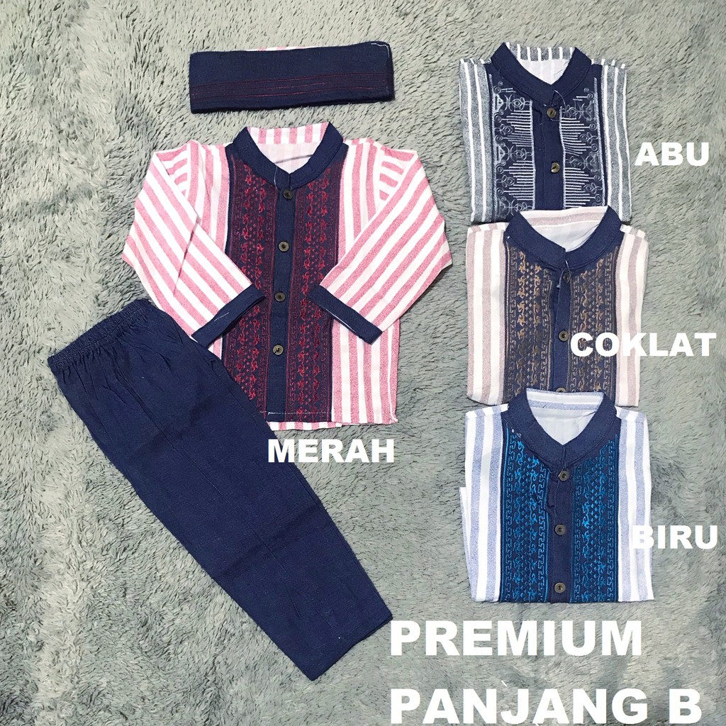 Baju Setelan Koko Anak / Setelan Muslim Anak Bordir PREMIUM 0-2 Tahun