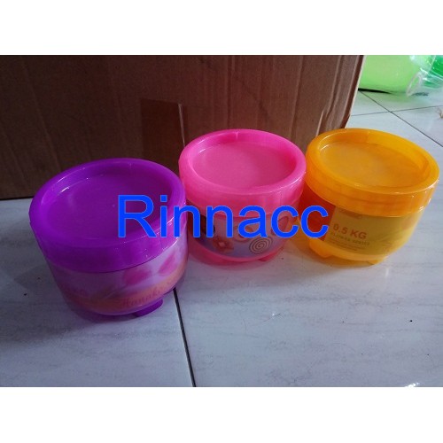 Toples Plastik / Toples Kue / Toples Gula / Toples Putar 0.5KG Hanako