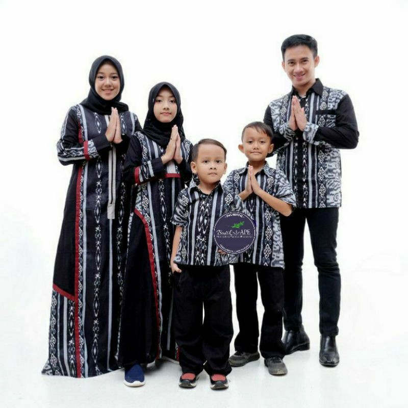 MAURA COUPLE SANIA RUFFLE SEGARAM BATIK KELUARGA SARIMBIT SONGKET IRENG SERIES BATIK KOMBINASI POLOS