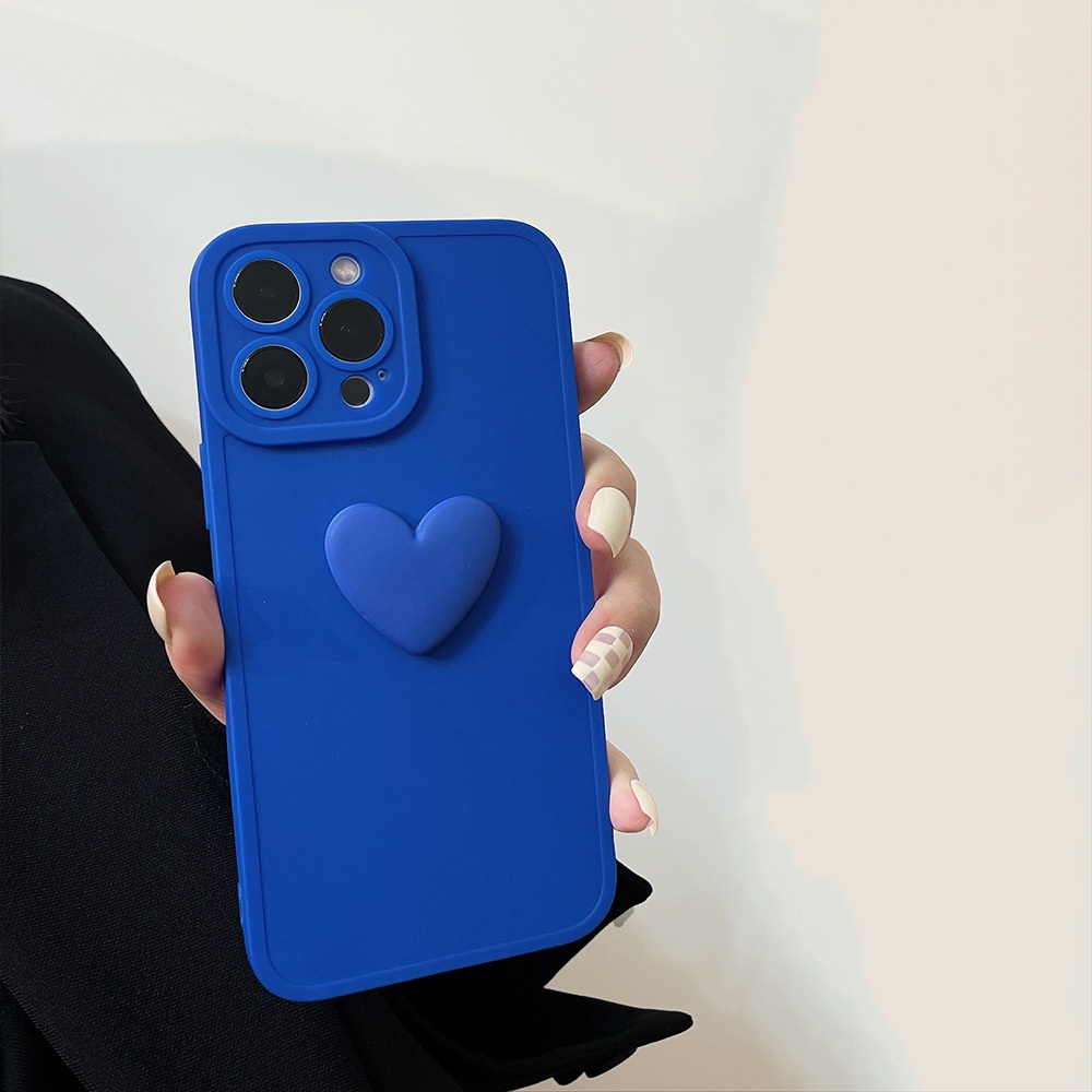 Soft Case Silikon Motif Klein Blue Heart 3D Untuk Iphone 7 8 PLUS X XR XS 11 12 13 MINI PRO MAX SE 2020