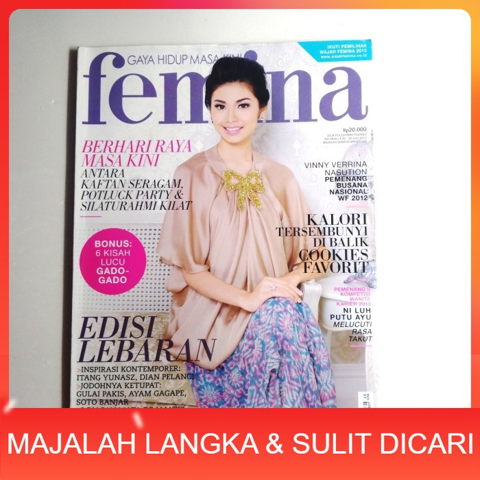 Majalah FEMINA No.29 Jul 2013 Cover VINNY VERRINA NASUTION Langka