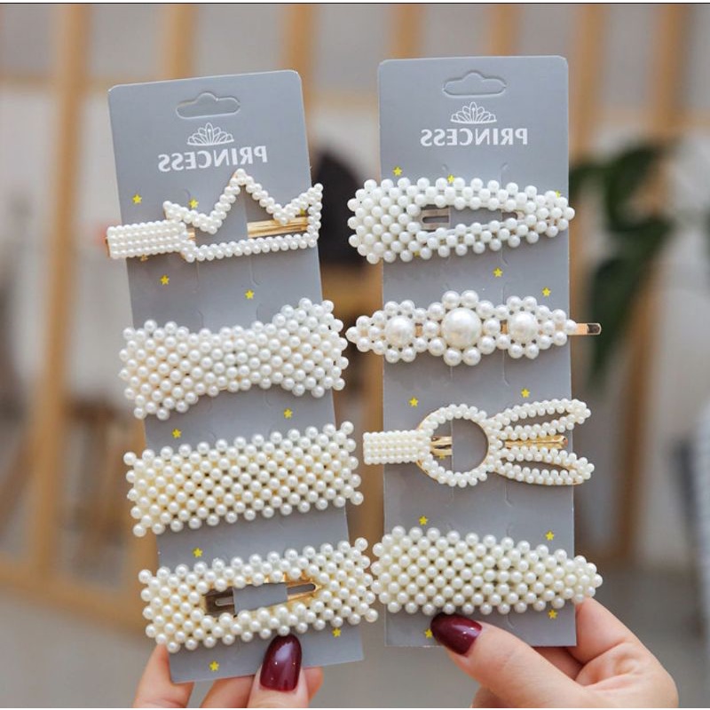 Jepit Rambut Mutiara Model Hairclip Korea / Hairpin Jepitan dengan Hiasan Mutiara Pearl Hairclip Hairpin