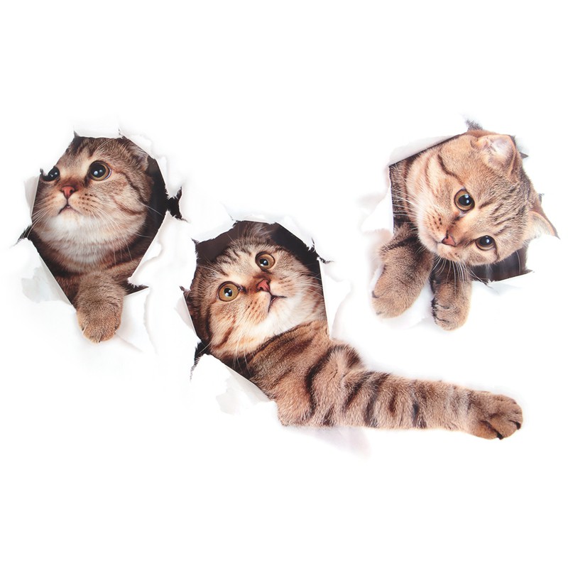 Stiker 3d Removable Gambar Kartun Kucing